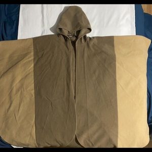 Coloratura Boston 100% Pure Wool Tan/Beige Hooded Poncho